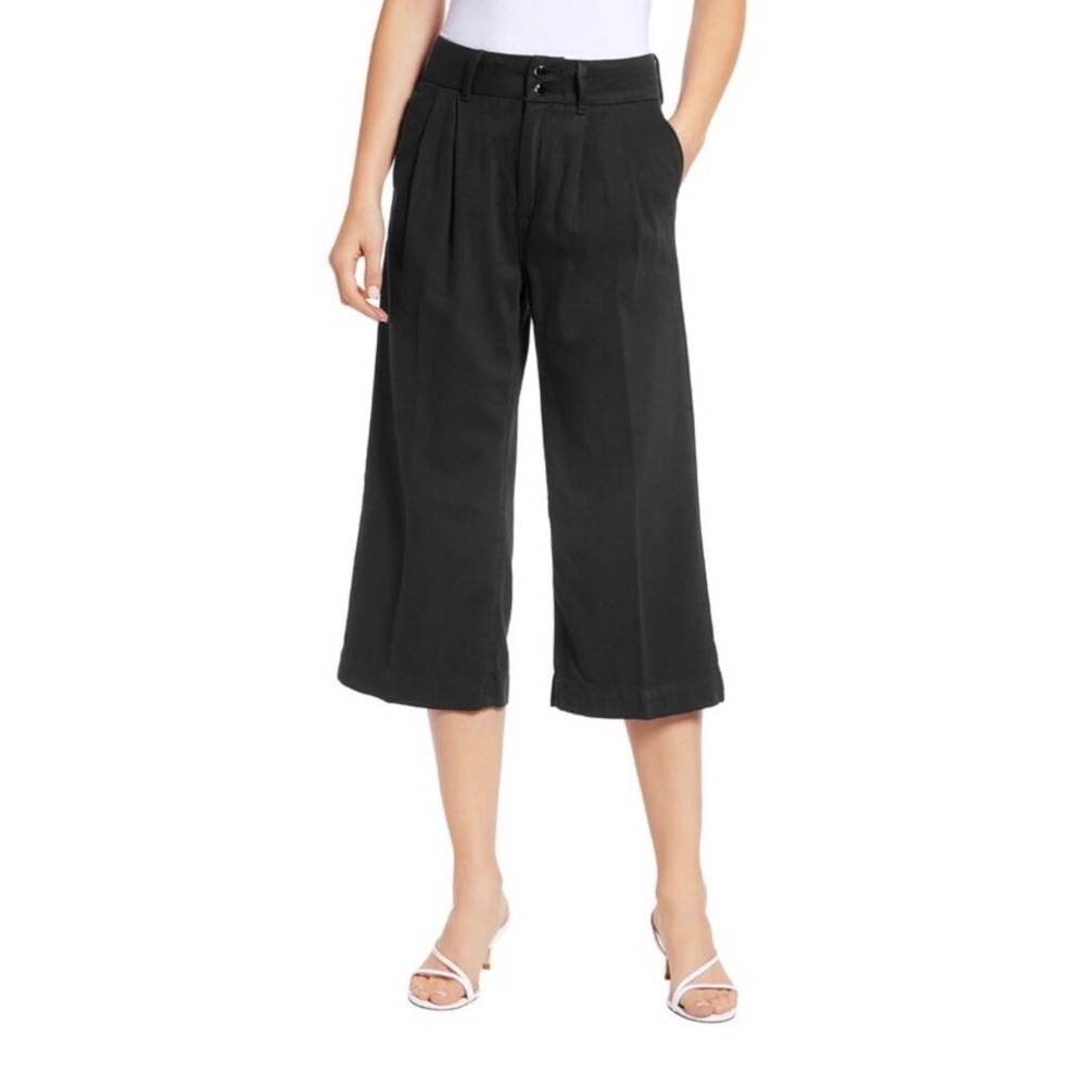 Paige Women Black Pleated Clarice Culotte Cropped Pants Wide Leg MSRP $259 Sz 31